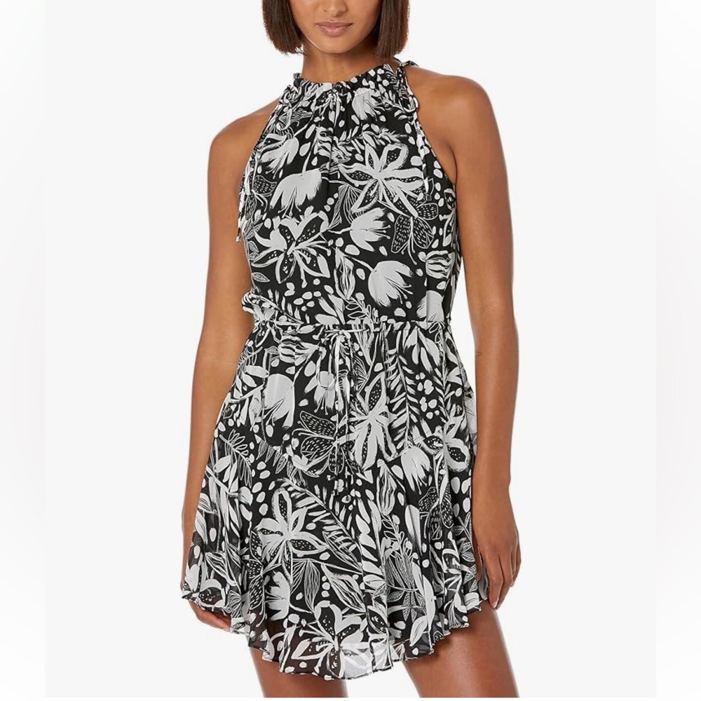 Milly Black and White Halter Neck Dress. Size 6